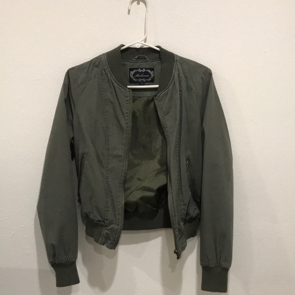 Olive green bomber jacket